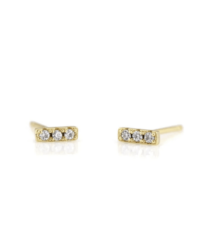Kris Nations Jewelry Crystal/18K Vermeil Bar Dash Pave Earrings in Crystal & 18K Gold Vermeil