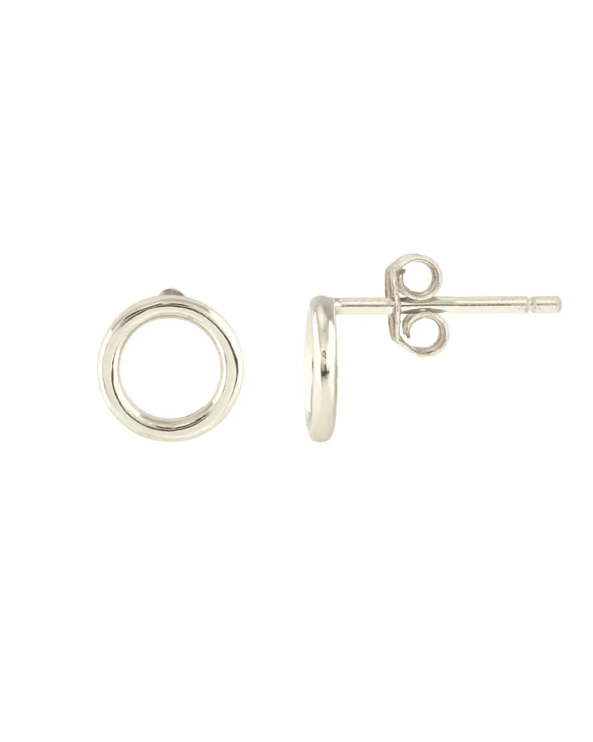 Kris Nations Jewelry Sterling Silver Circle Outline Stud Earrings in Sterling Silver