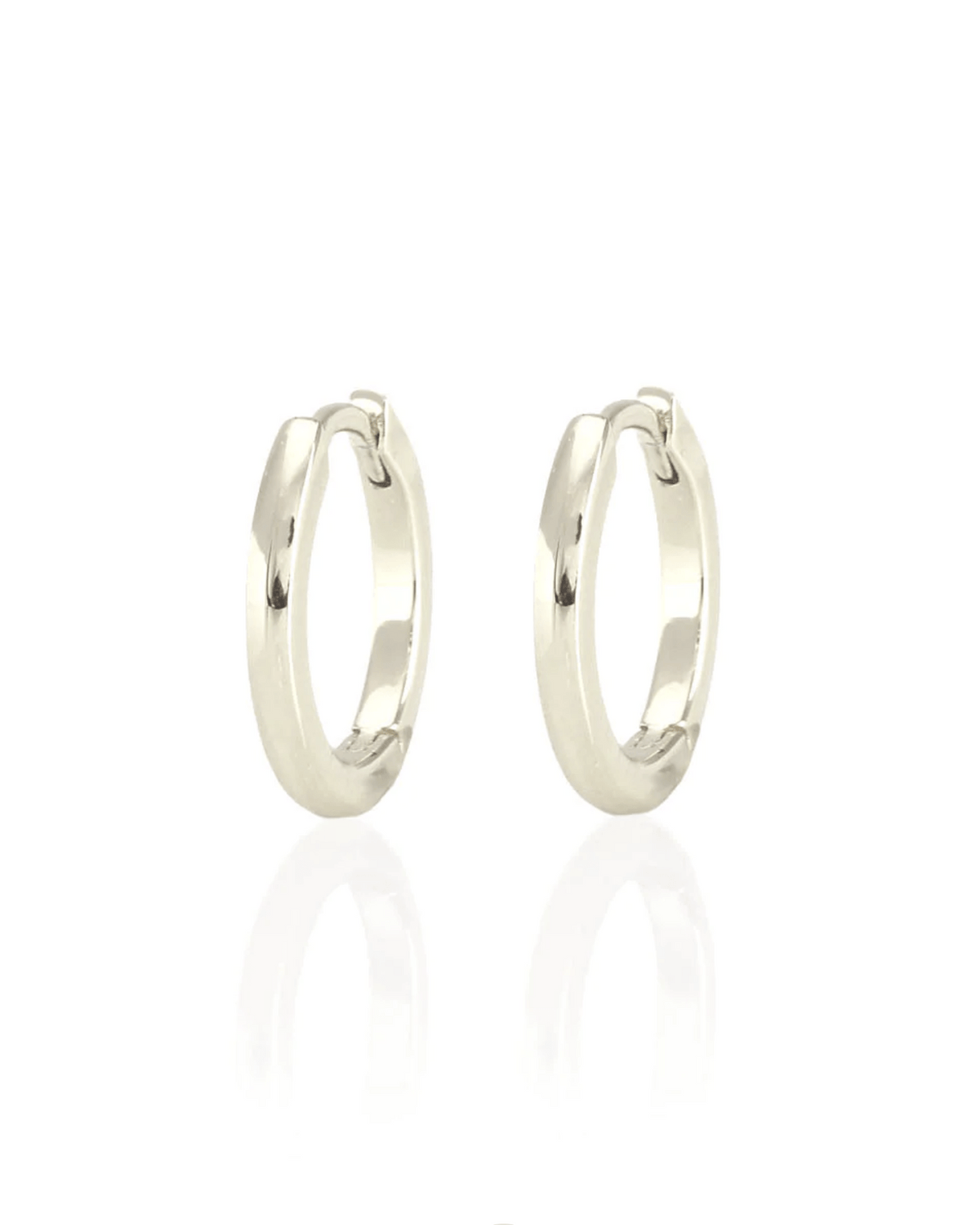Kris Nations Jewelry Sterling Silver Classic 12mm Hinged Huggie Hoop Earrings in Sterling Silver