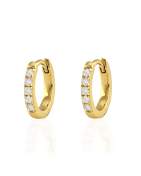 Kris Nations Jewelry 18K Gold Vermeil Crystal Huggie Hoop Earrings in 18K Gold
