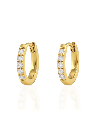 Kris Nations Jewelry 18K Gold Vermeil Crystal Huggie Hoop Earrings in 18K Gold