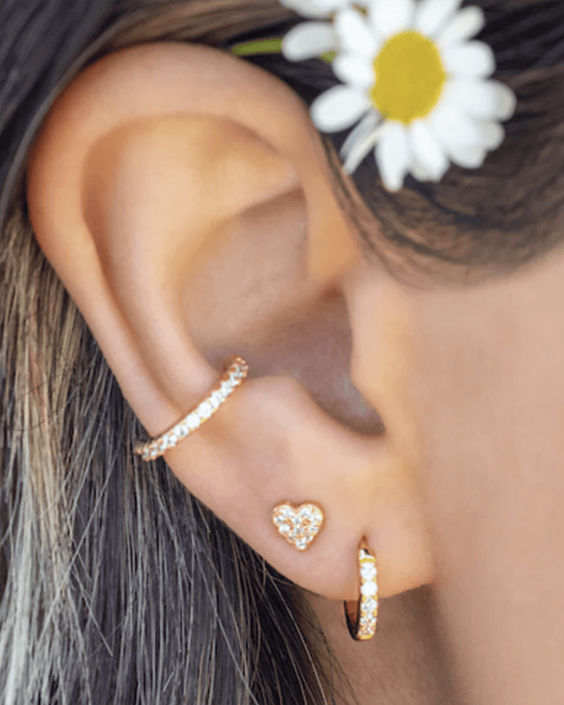 Kris Nations Jewelry 18K Gold Vermeil Crystal Huggie Hoop Earrings in 18K Gold