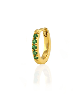 Kris Nations Jewelry Crystal Huggie Hoop Earrings w/ Emerald