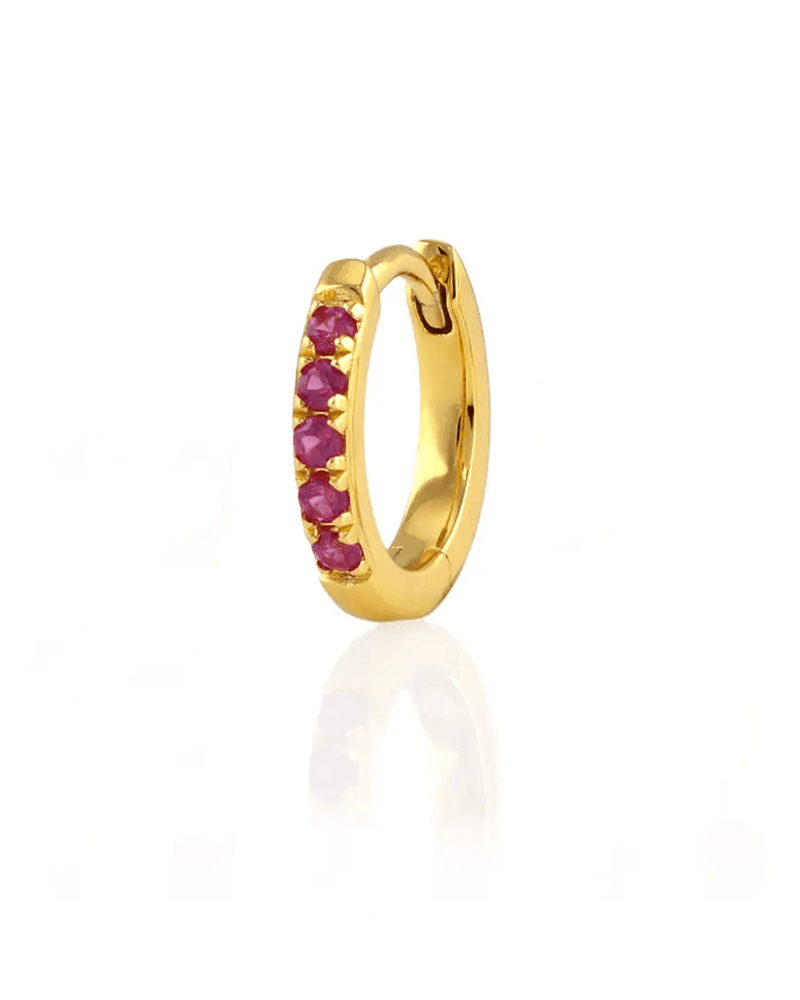 Kris Nations Jewelry Crystal Huggie Hoop Earrings w/ Ruby