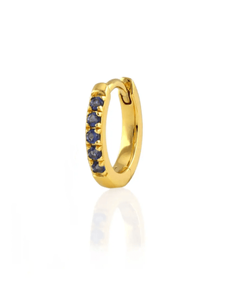 Kris Nations Jewelry Crystal Huggie Hoop Earrings w/ Sapphire