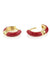 Kris Nations Jewelry Gold / Deep Red Enamel Huggie Hoops in Deep Red