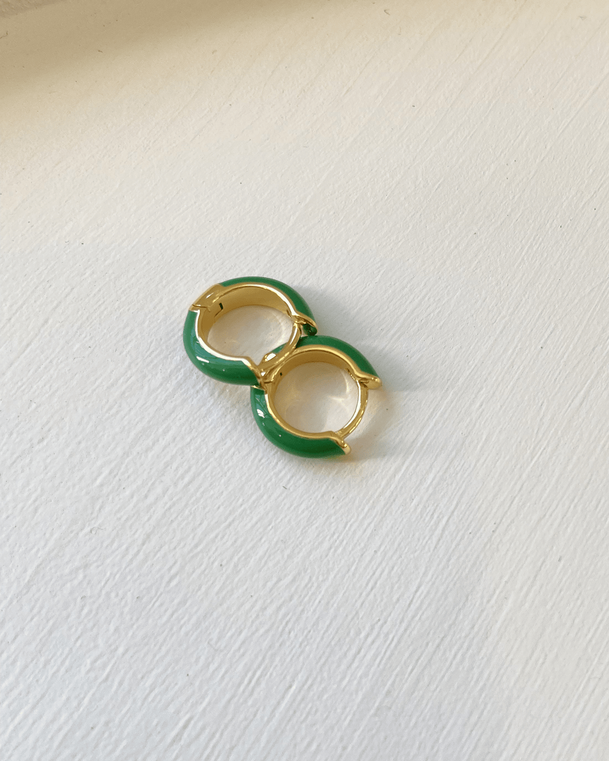 Kris Nations Jewelry Gold / Emerald Green Enamel Huggie Hoops in Emerald Green