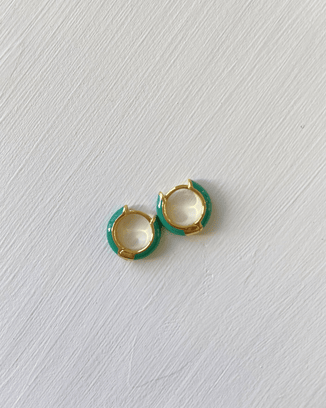 Kris Nations Jewelry Green Enamel Huggie Hoops in Green