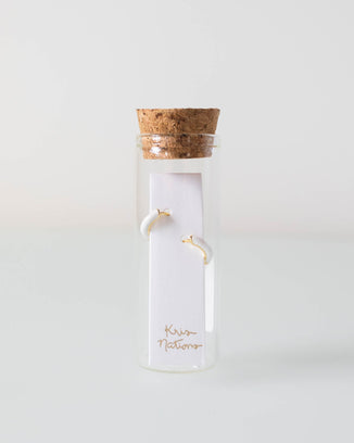 Kris Nations Jewelry Gold / White Enamel Huggie Hoops in White