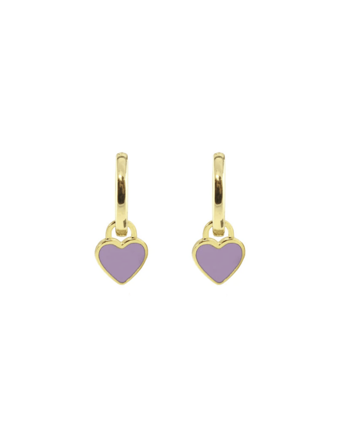 Kris Nations Jewelry Peri/18K Vermeil Heart Enamel Huggie Hoop Earrings in Peri