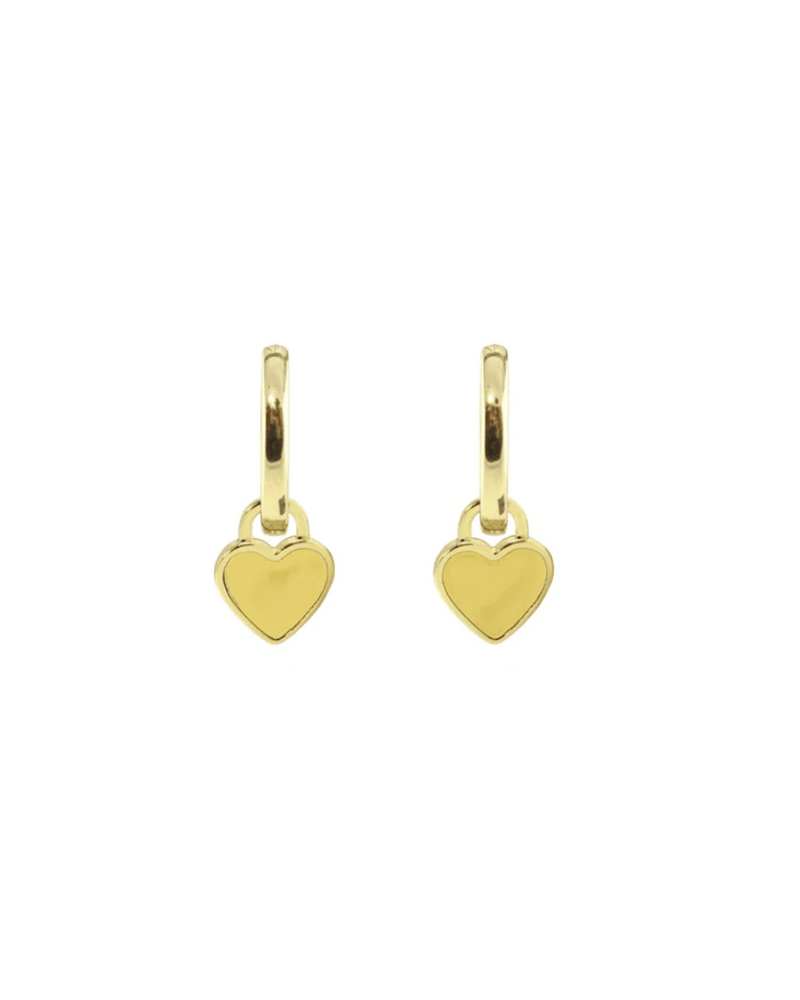 Kris Nations Jewelry Sunshine/18K Vermeil Heart Enamel Huggie Hoop Earrings in Sunshine