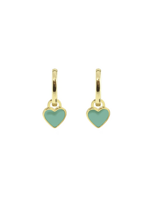 Kris Nations Jewelry Turquoise/18K Vermeil Heart Enamel Huggie Hoop Earrings in Turquoise