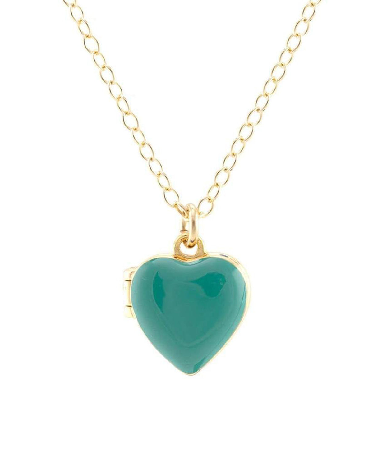 Kris Nations Jewelry 18K Gold Vermeil / Turquoise Heart Enamel Locket in Turquoise