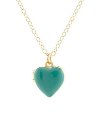 Kris Nations Jewelry 18K Gold Vermeil / Turquoise Heart Enamel Locket in Turquoise