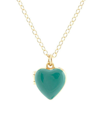 Kris Nations Jewelry 18K Gold Vermeil / Turquoise Heart Enamel Locket in Turquoise