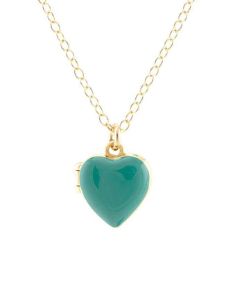 Kris Nations Heart Enamel Locket in Turquoise 