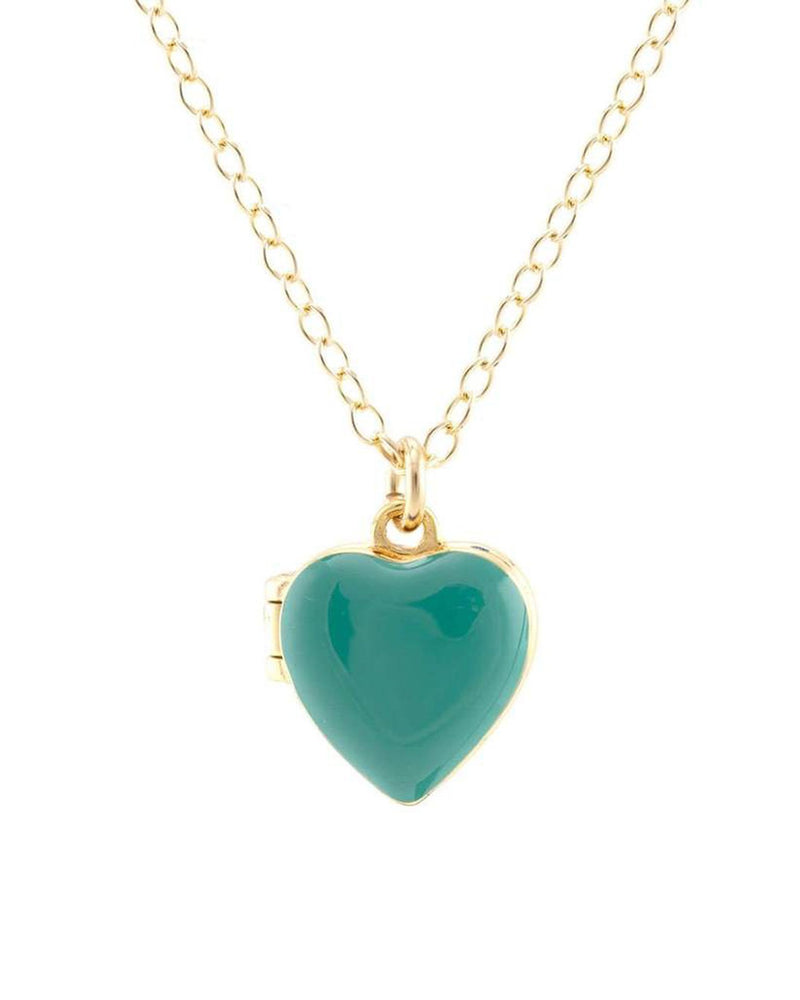 Kris Nations Jewelry 18K Gold Vermeil / Turquoise Heart Enamel Locket in Turquoise
