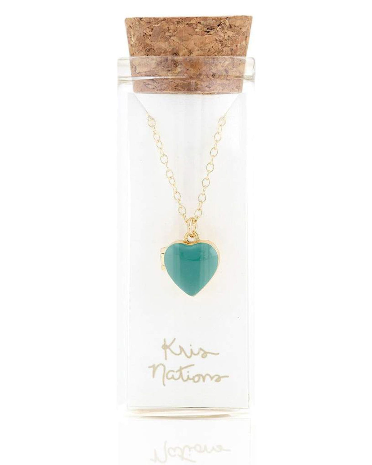 Kris Nations Jewelry 18K Gold Vermeil / Turquoise Heart Enamel Locket in Turquoise
