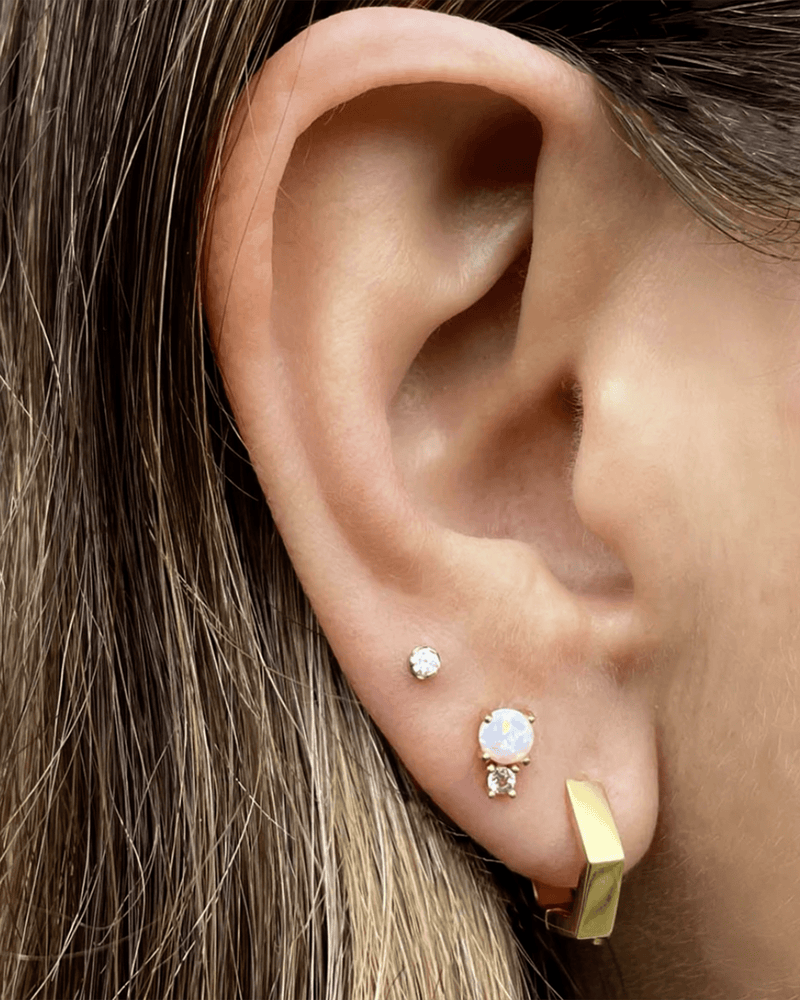 Kris Nations Jewelry 18K Vermeil Hexagon Hinged Huggie Hoop Earrings in 18K Gold Vermeil