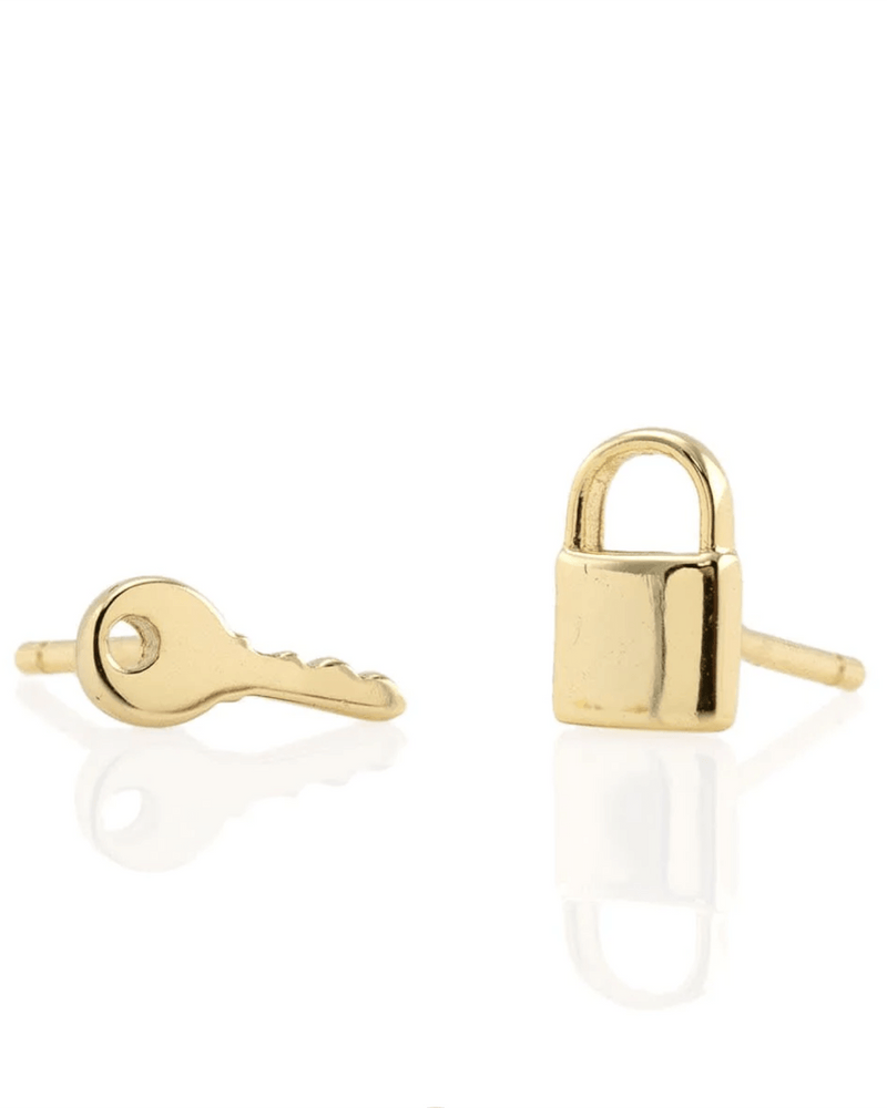 Italian 14kt Yellow Gold Mismatched Heart Lock and Key Earrings |  Ross-Simons