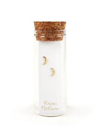 Kris Nations Jewerly Moon / 18K Gold Vermeil Moon Stud Set in Gold