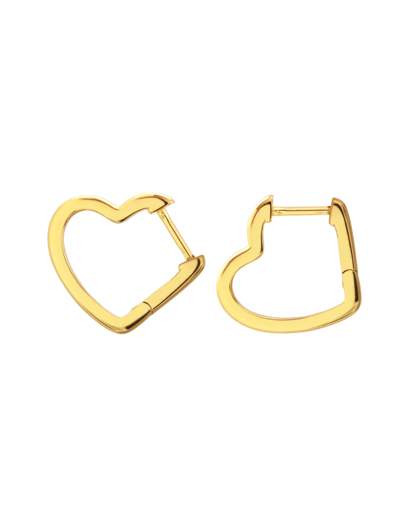 Kris Nations Jewelry Gold Open Heart Hinged Huggie Hoop in Gold