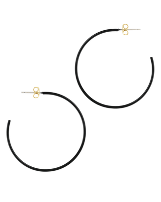 Kris Nations Jewelry Black Palette Enamel Post Hoop Earrings in Black