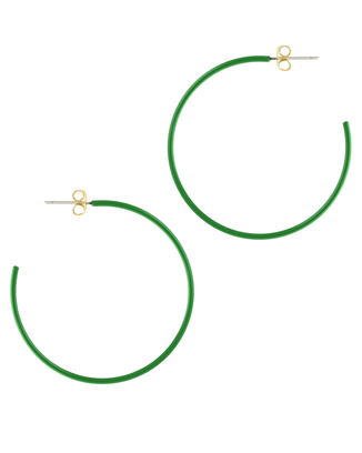 Kris Nations Jewelry Green Palette Enamel Post Hoop Earrings in Green