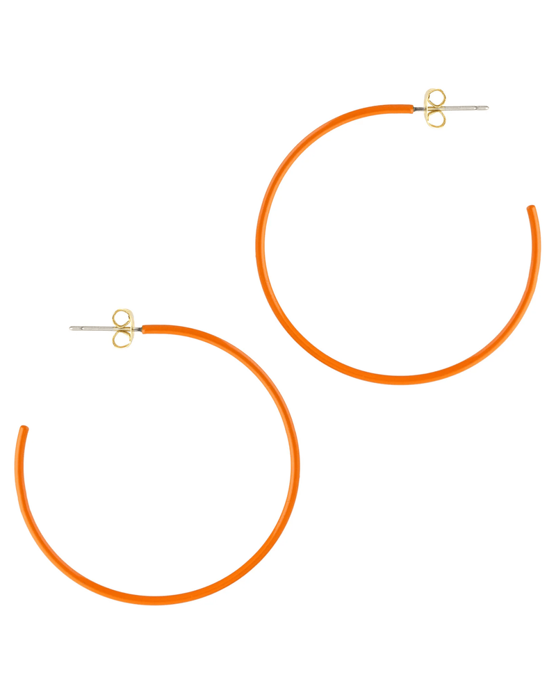 Kris Nations Jewelry Orange Palette Enamel Post Hoop Earrings in Orange