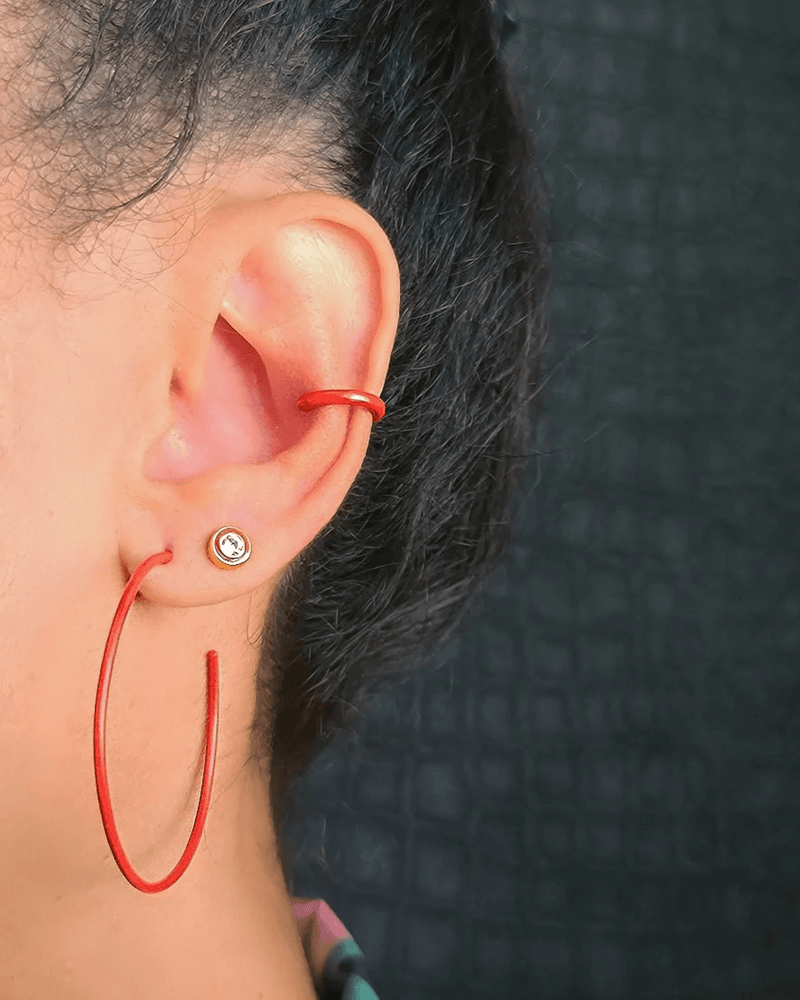 Kris Nations Jewelry Red Palette Enamel Post Hoop Earrings in Red