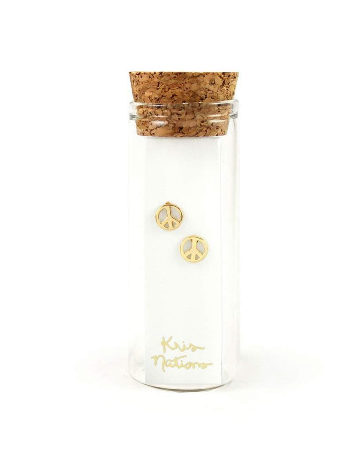 Kris Nations Jewelry O/S / Gold Peace Studs in Gold