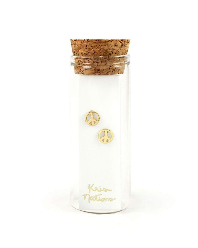 Kris Nations Jewelry O/S / Gold Peace Studs in Gold
