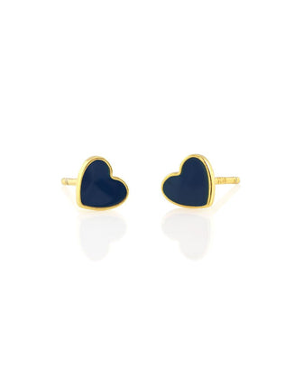 Kris Nations Jewelry Gold / Blue Petite Heart Studs in Blue