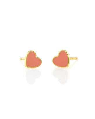 Kris Nations Jewelry Gold / Pink Sky Petite Heart Studs in Pink Sky