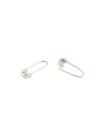 Kris Nations Safety Pin Hoops in Silver 
