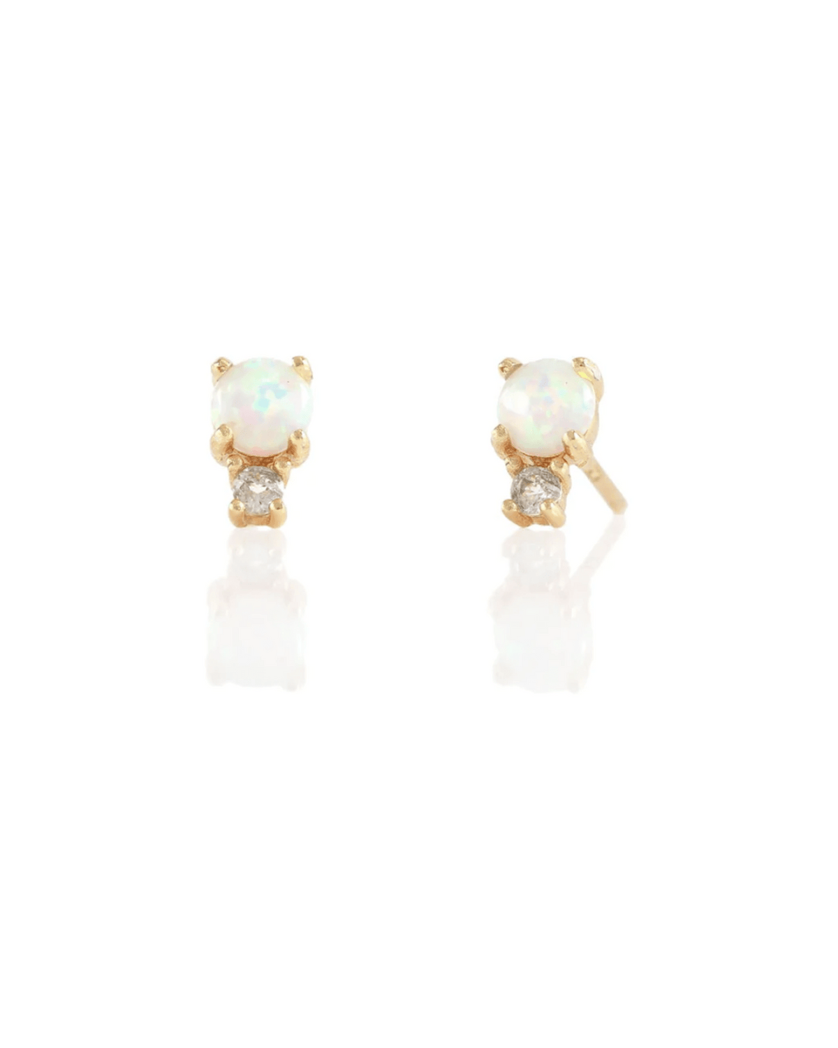 Kris Nations Jewelry Opal & White Topaz Two Stone Stud Earrings in Opal & White Topaz