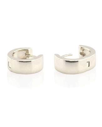 Kris Nations Jewelry O/S / Silver Wide Hinged Huggie Hoops in Silver