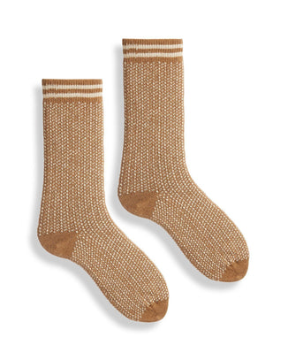 lisa b. Accessories Camel Birds Eye Socks in Camel