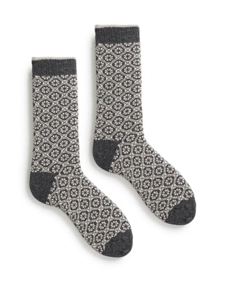 lisa b. Accessories Charcoal Medallion Crew Socks in Charcoal