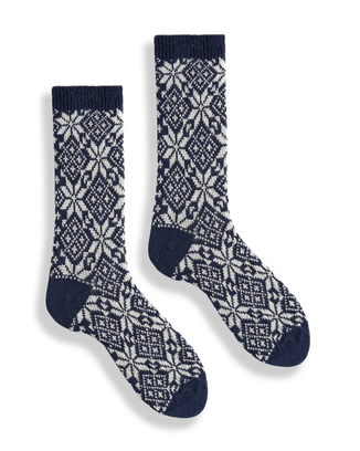 Lisa B. Accessories Navy Snowflake Socks in Navy