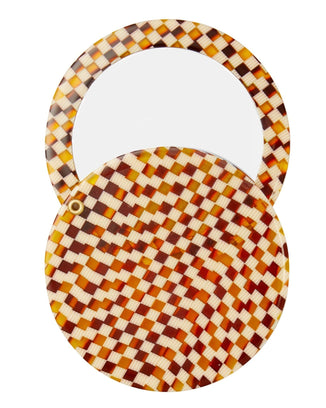 Machete Accessories Tortoise Checker Circle Mirror in Tortoise Checker