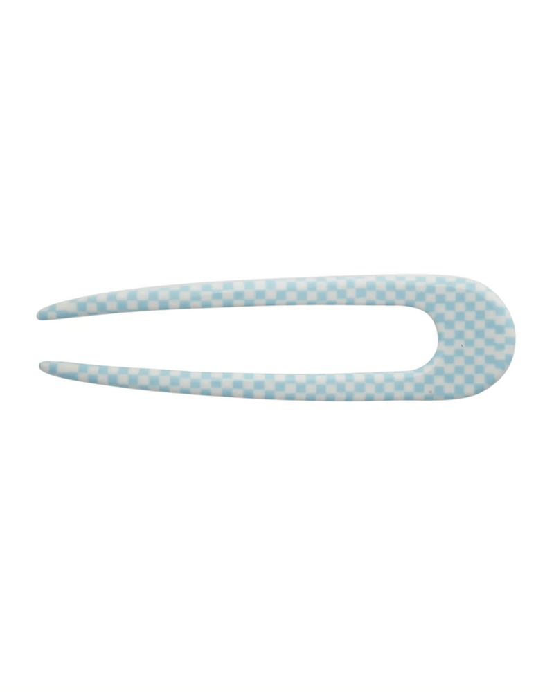 Machete Accessories Blue Checker French Hair Pin in Blue Checker