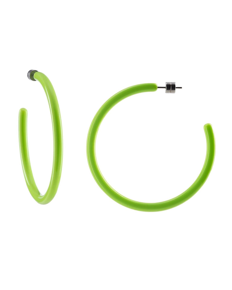 Machete Jewelry Neon Green Large Hoops in Neon Green