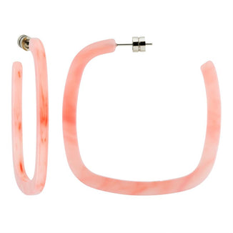 Machete Jewlery Bright Pink Large Square Hoops in Bright Pink