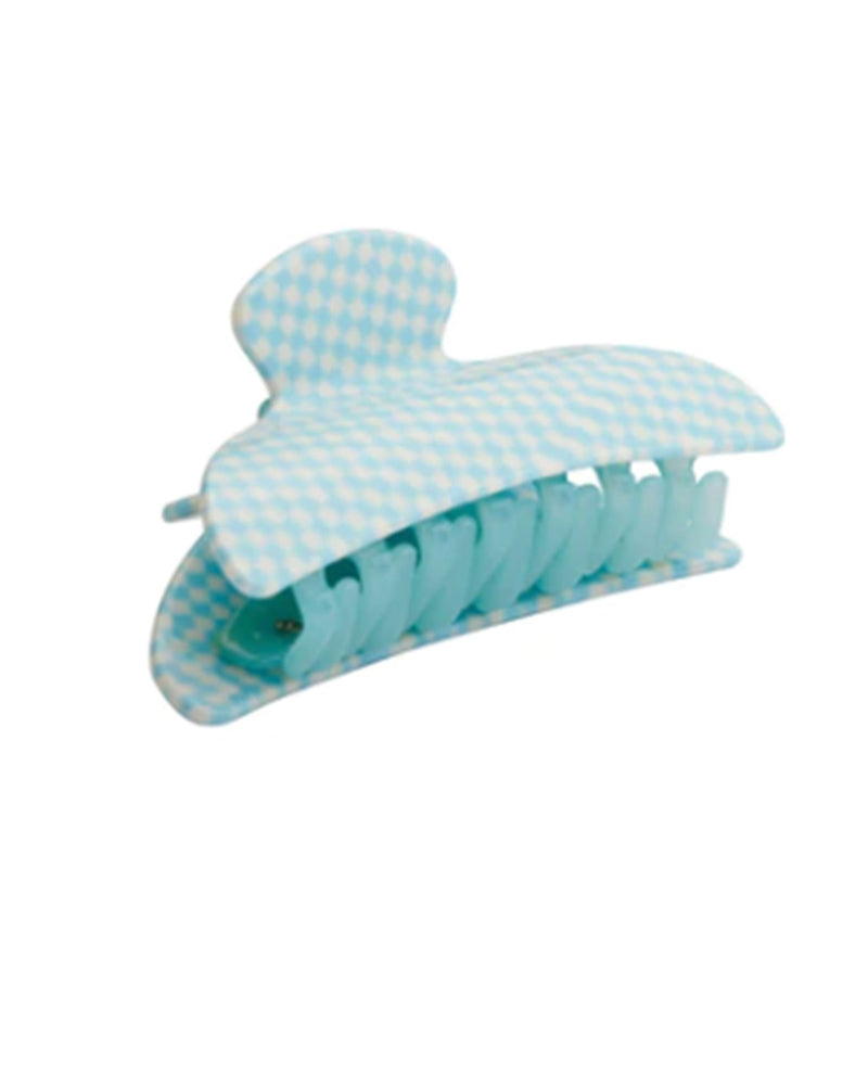 Machete Accessories Blue Checker Midi Heirloom Claw in Blue Checker