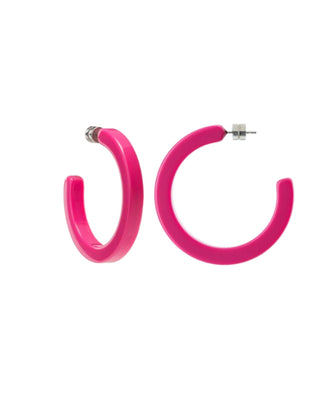Machete Jewelry Neon Pink Midi Hoops in Neon Pink