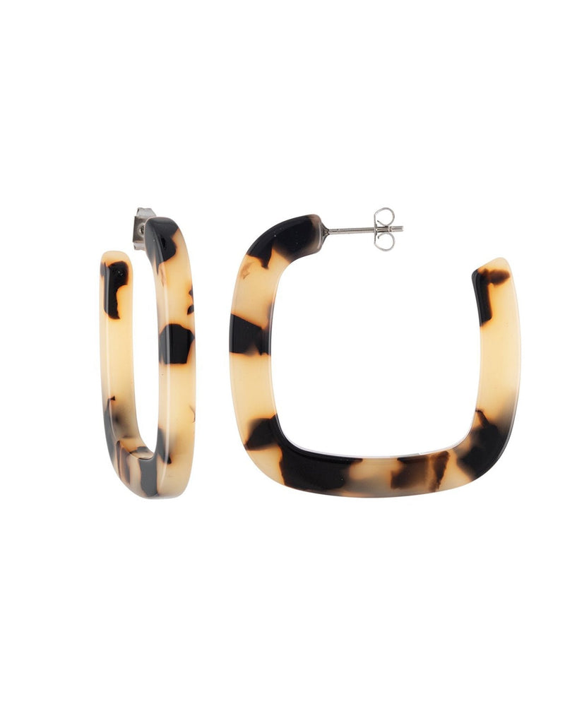 Machete Jewlery Blonde Tortoise / O/S Midi Square Hoops in Blonde Tortoise