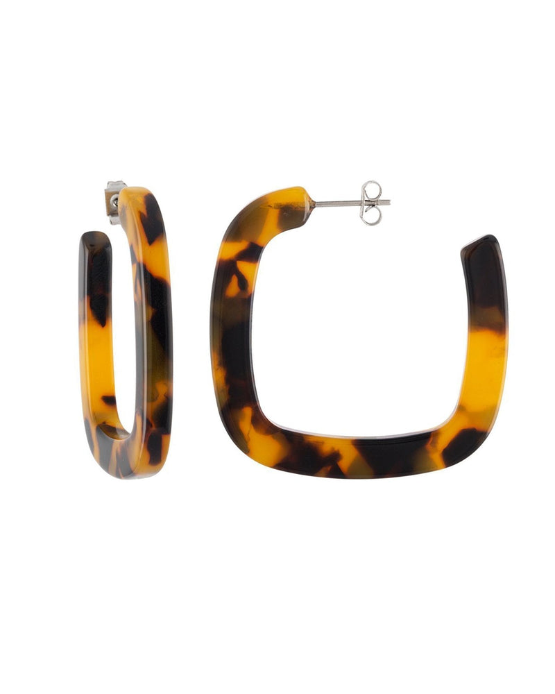 Machete Jewlery Classic Tortoise / O/S Midi Square Hoops in Classic Tortoise