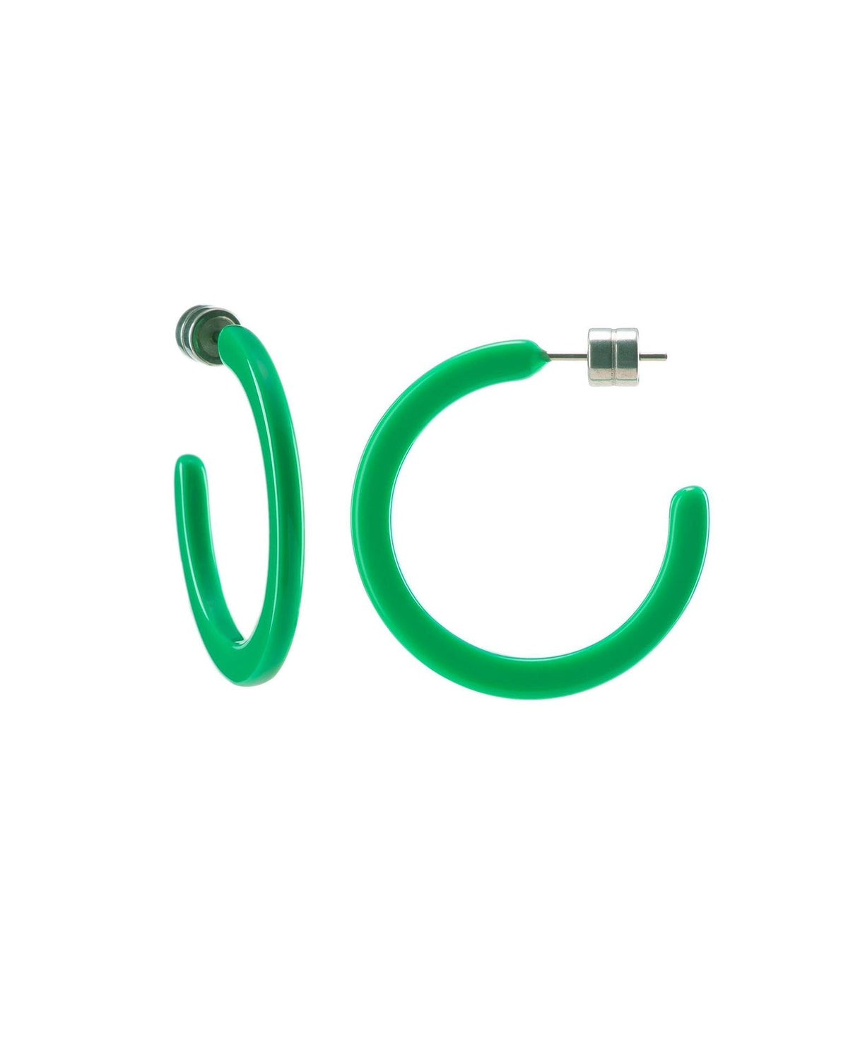 Machete Jewelry Bright Green Mini Hoops in Bright Green