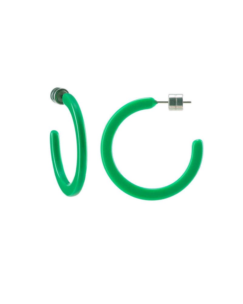 Machete Jewelry Bright Green Mini Hoops in Bright Green